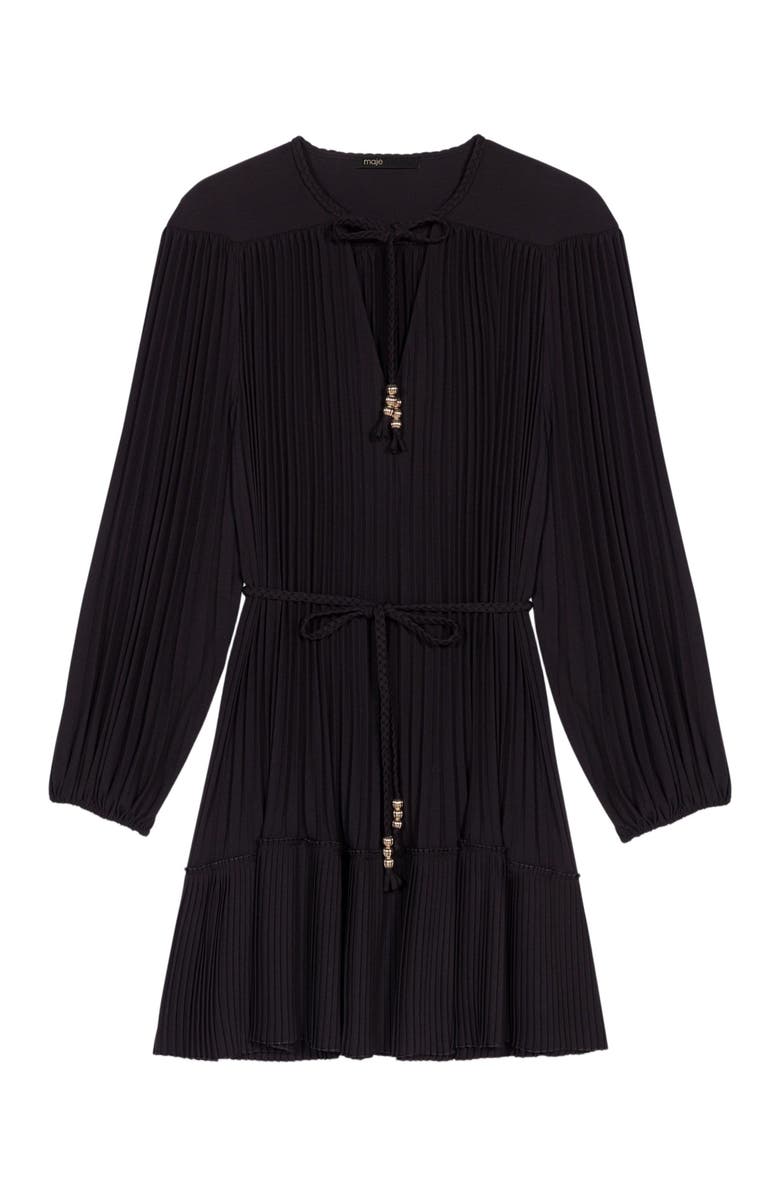 maje Mini pleated dress, Alternate, color, Black