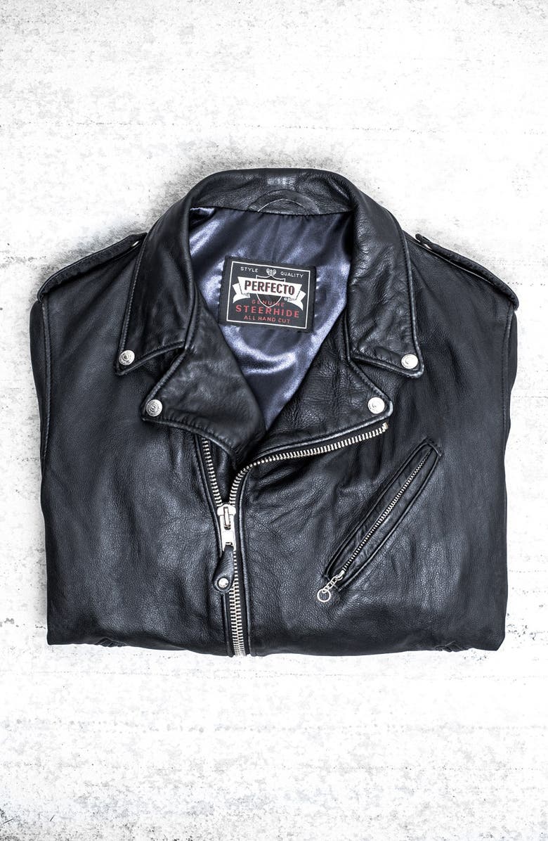 Schott NYC 'Perfecto 626' Leather Moto Jacket, Main, color,