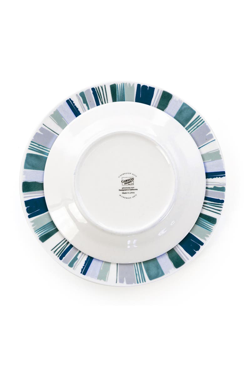 Orleans 12 Piece Round Ceramic Dinnerware Set, Alternate, color, Blue