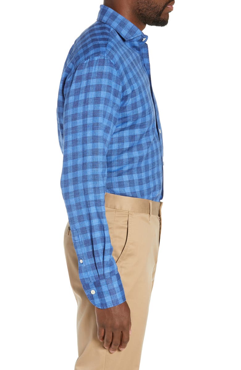 Ledbury McClellan Slim Fit Check Linen & Cotton Dress Shirt, Alternate, color, 