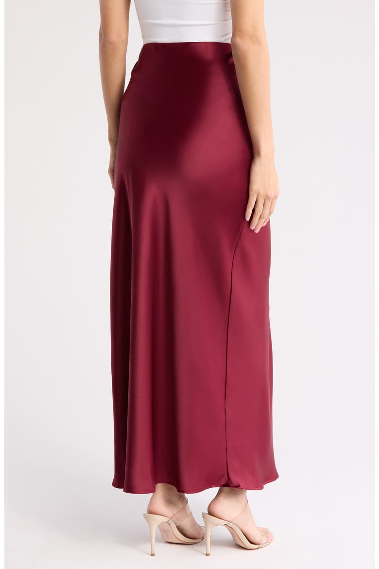 Satin A-Line Skirt, Alternate, color, BURGUNDY