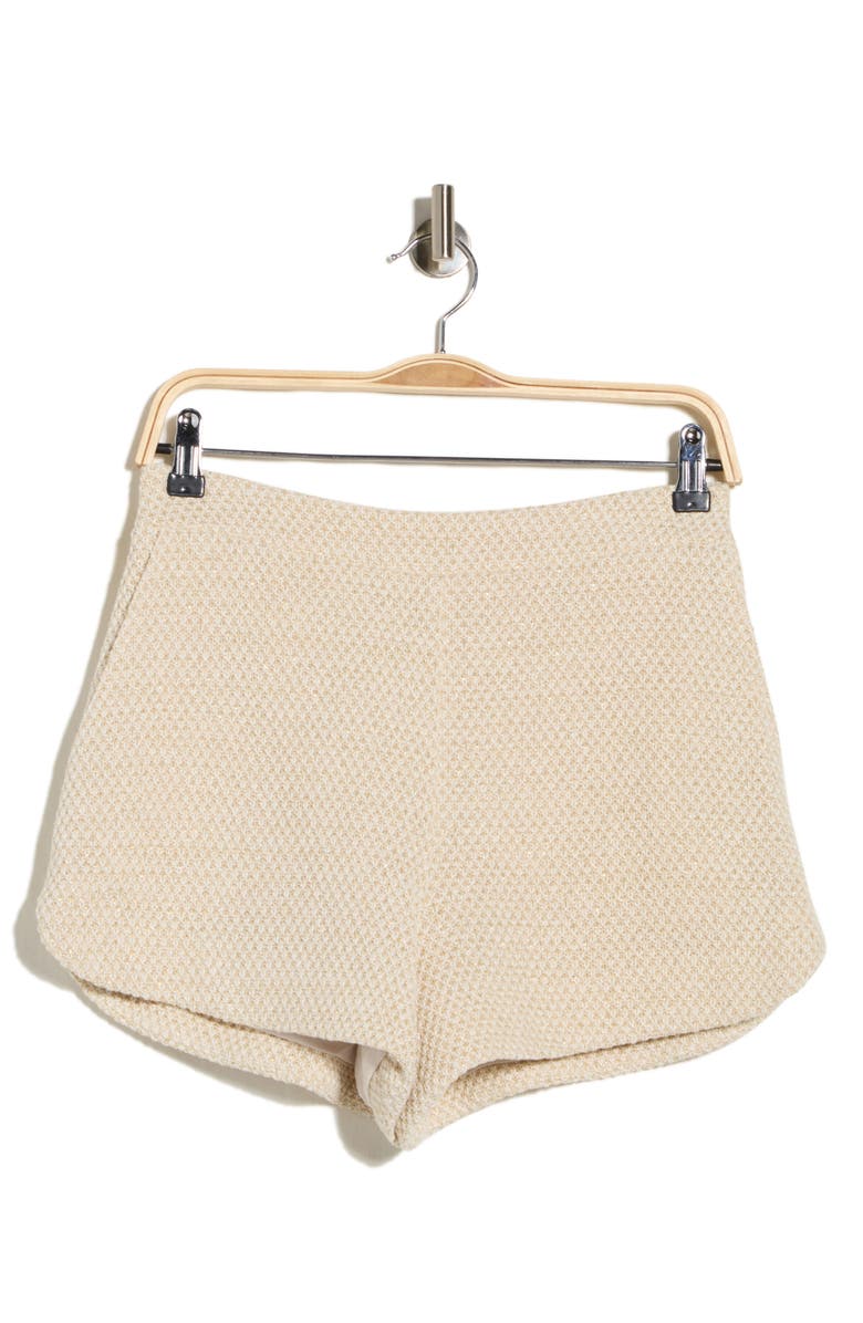 L'AGENCE Radlee Knit Dolphin Hem Shorts, Alternate, color, White/Ivory/Gold
