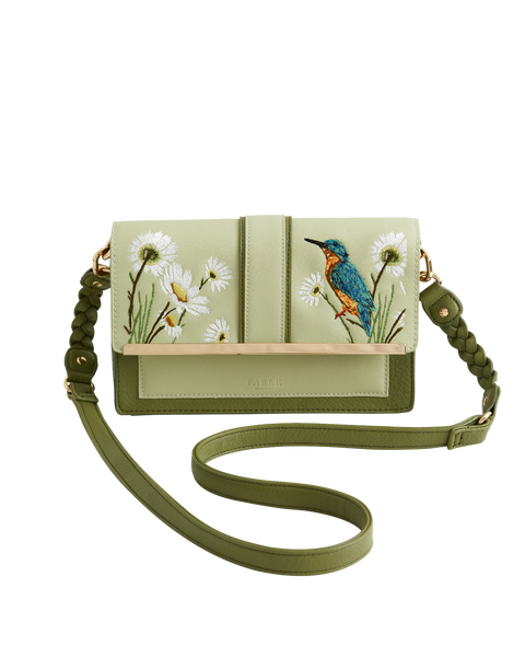 Embroidered Kingfisher Cross Body Bag