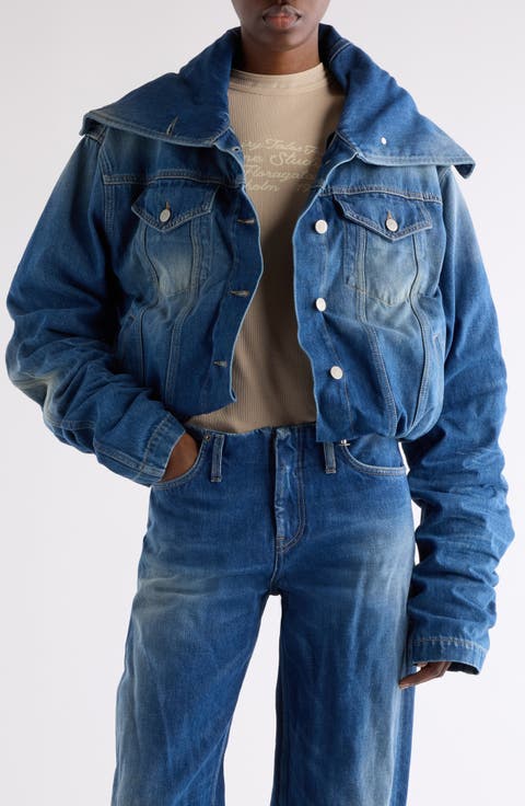 Orim Ruched Sleeve Denim Jacket