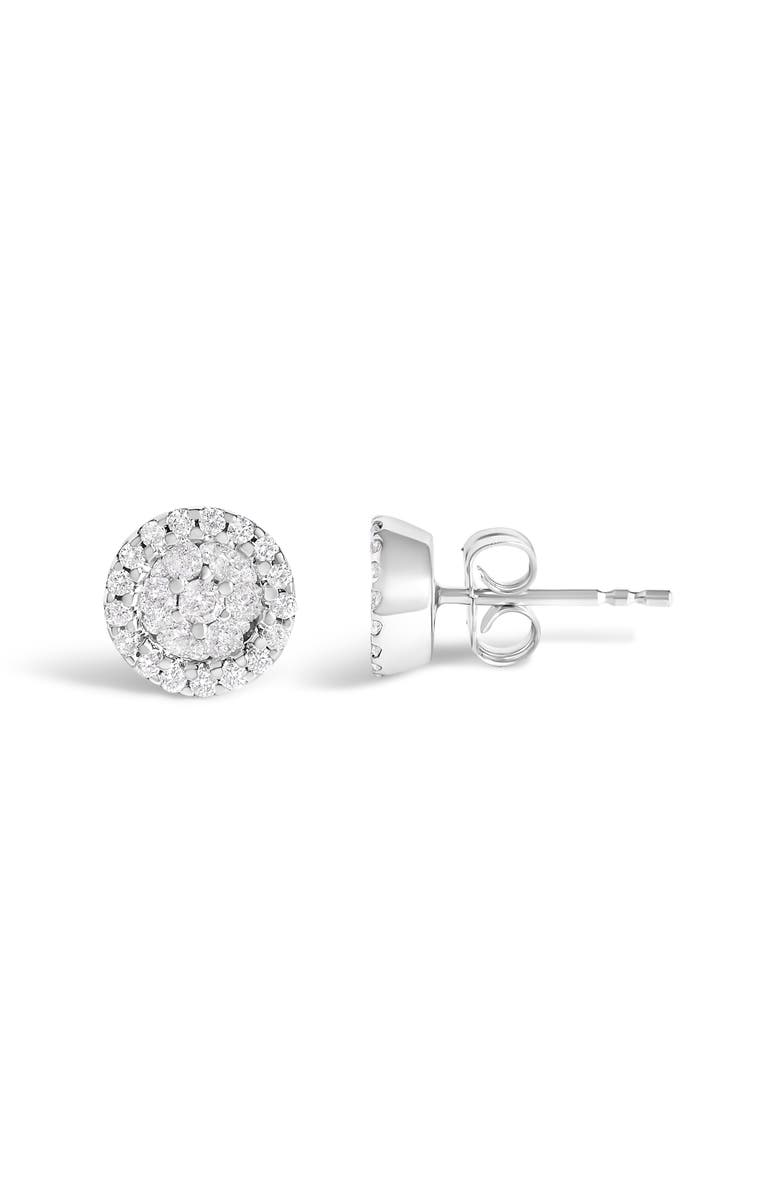 Haus of Brilliance 14K White Gold 1/2 Ct BrilliantDiamond Halo-Style Cluster Button Stud Earrings, Alternate, color, White