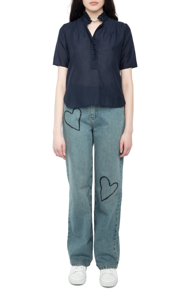 Zadig & Voltaire Topher Ruffle Collar Top, Alternate, color,