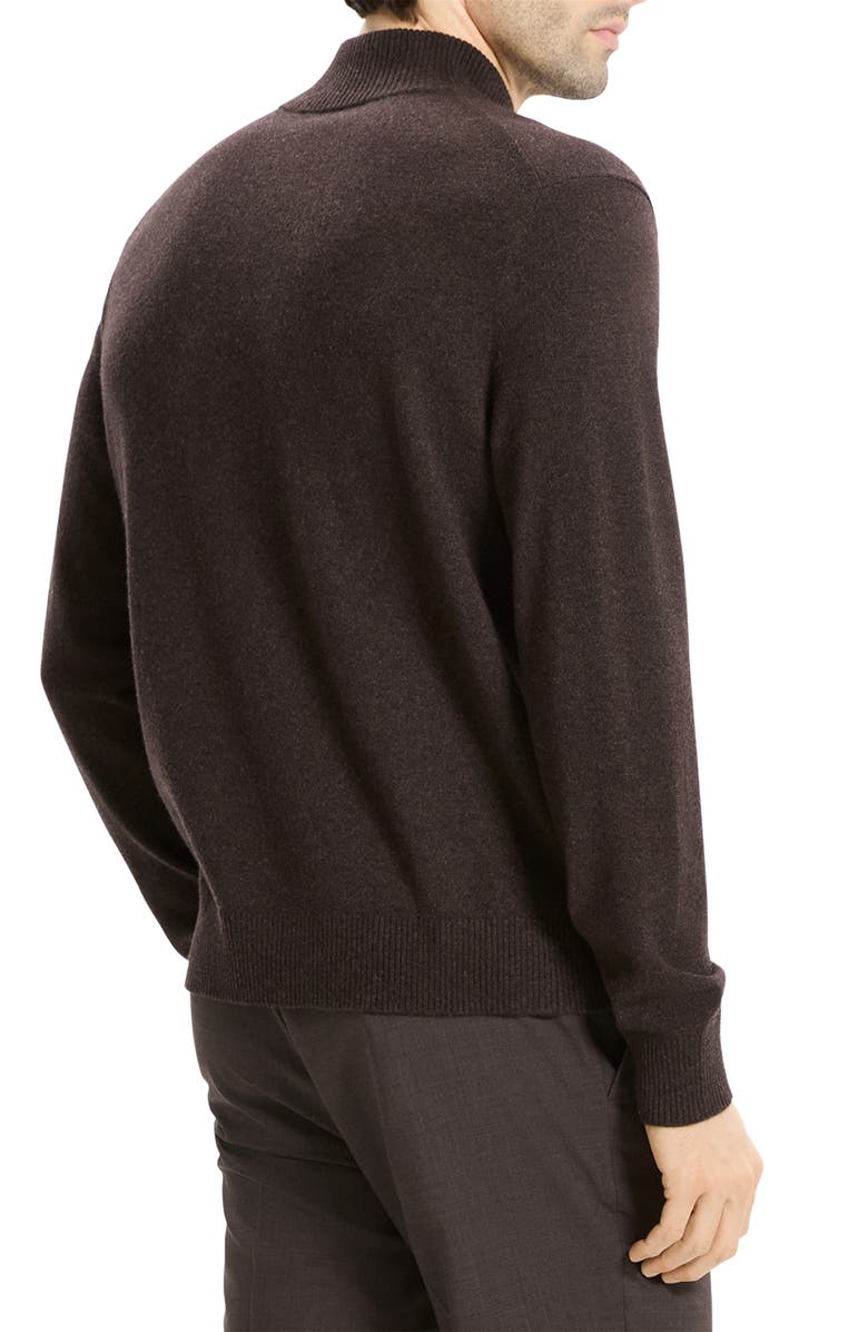Theory Hilles Quarter Zip Cashmere Sweater, Alternate, color, Brownwood Melange