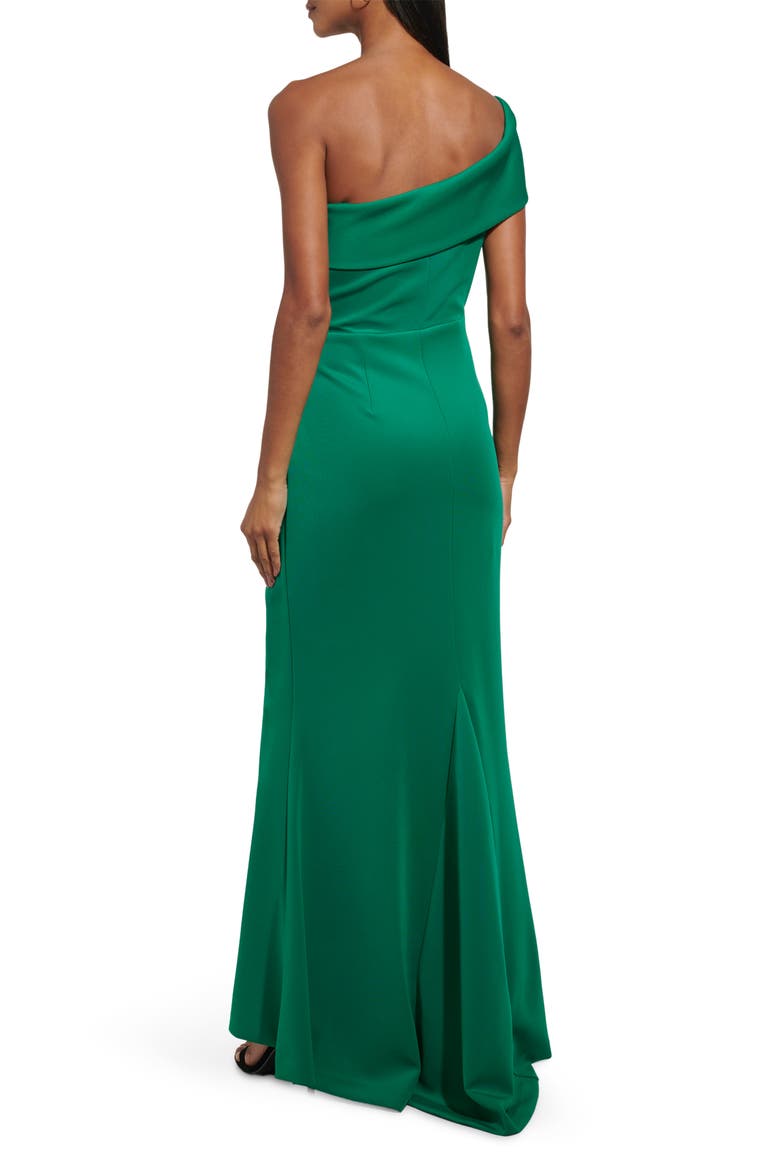 One-Shoulder Ruched Gown, Alternate, color, GREEN