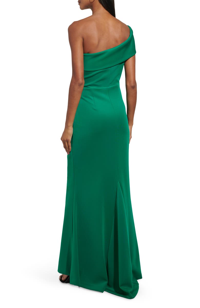 Eliza J One-Shoulder Ruched Gown, Alternate, color, Green