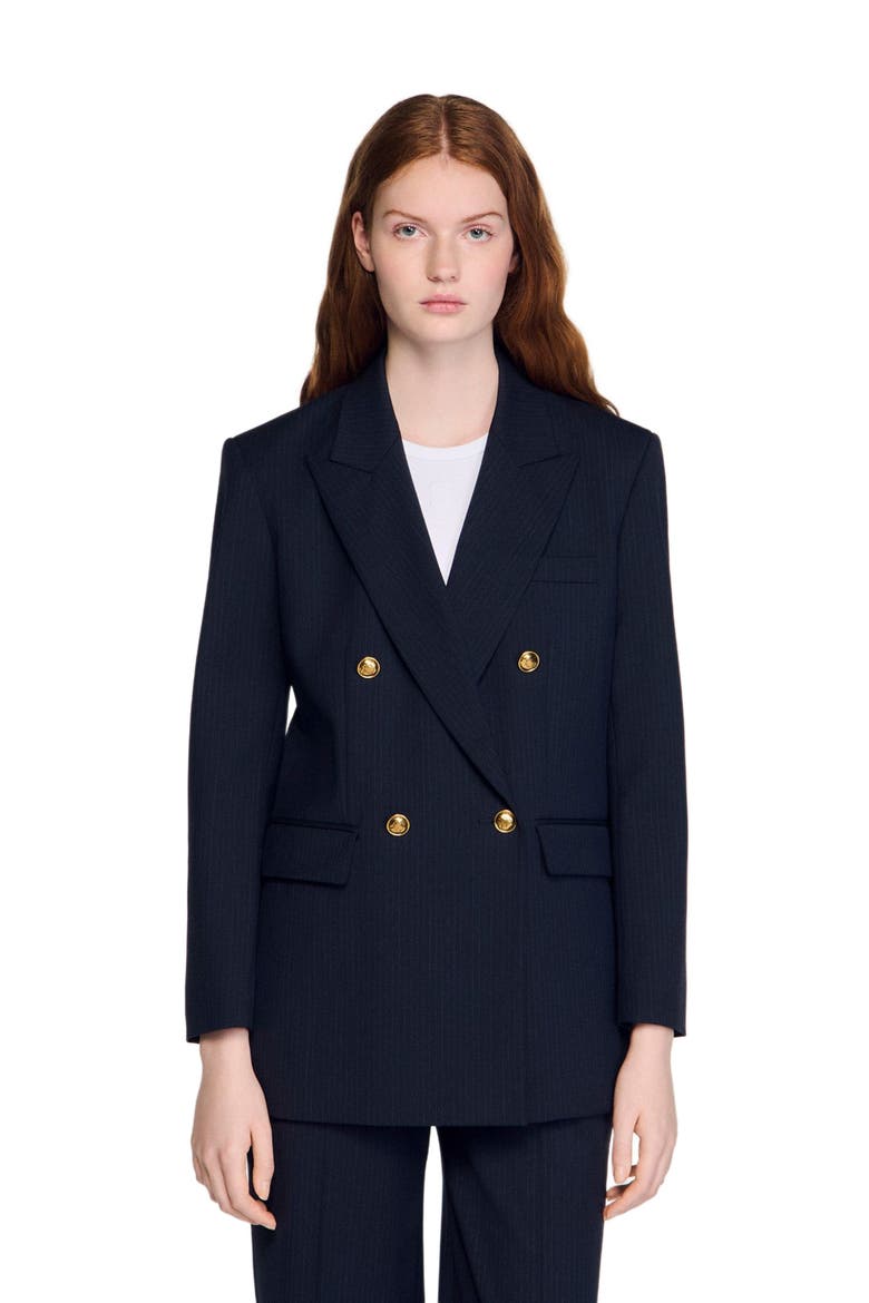 Pinstripe jacket, Main, color, Navy blue