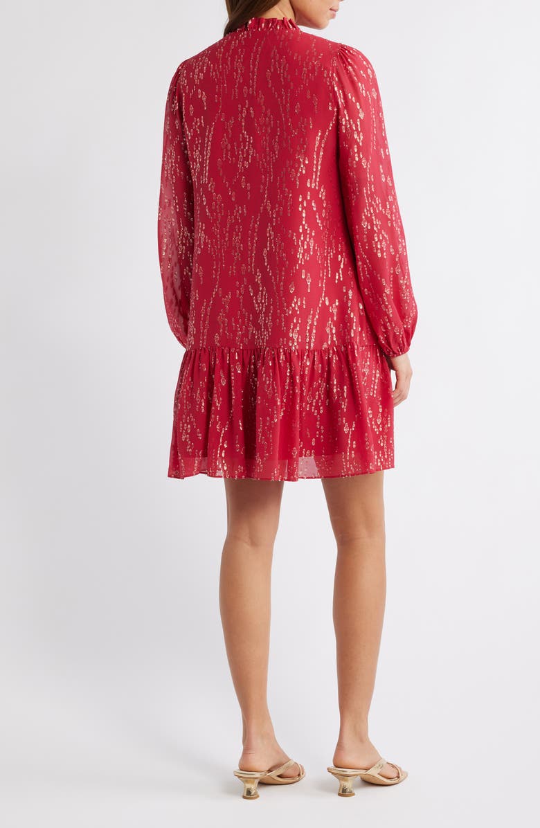 Lilly Pulitzer<sup>®</sup> Evaline Long Sleeve Silk Fil Coupé Drop Waist Dress, Alternate, color, 