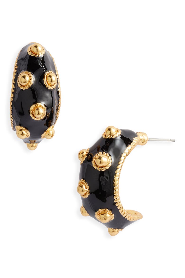 Dots Hoop Earrings, Main, color, GOLD/BLACK