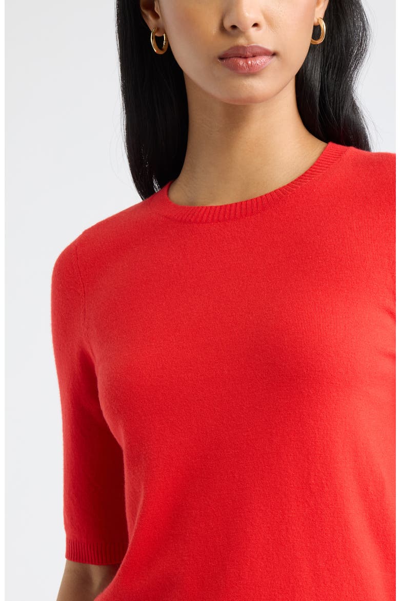 Elbow Sleeve Crewneck Sweater, Alternate, color, RED RUSH