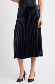 Caslon® Pleated Metallic Midi Skirt