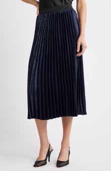 Caslon® Pleated Metallic Midi Skirt