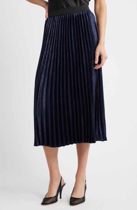 Caslon® Pleated Metallic Midi Skirt