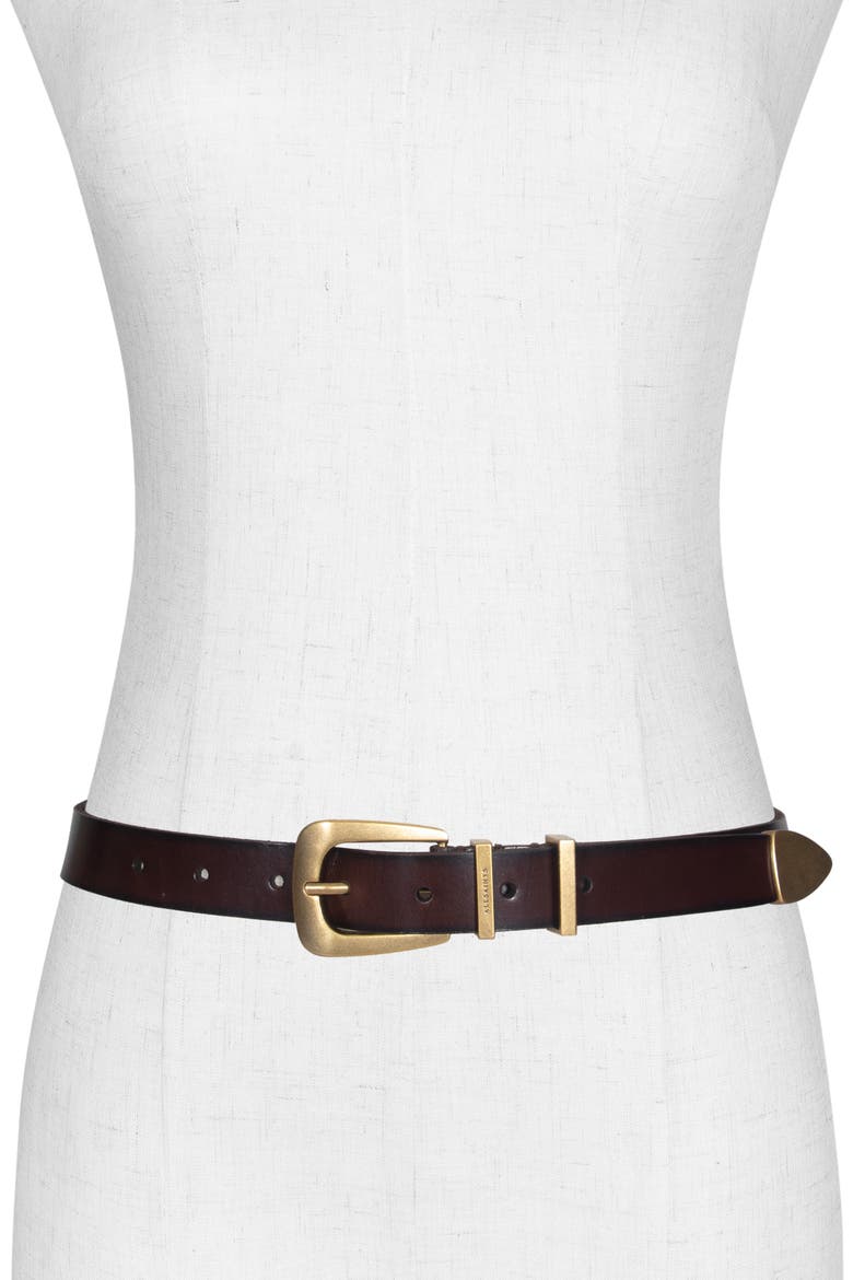 Calfskin Leather Belt, Alternate, color, BROWN