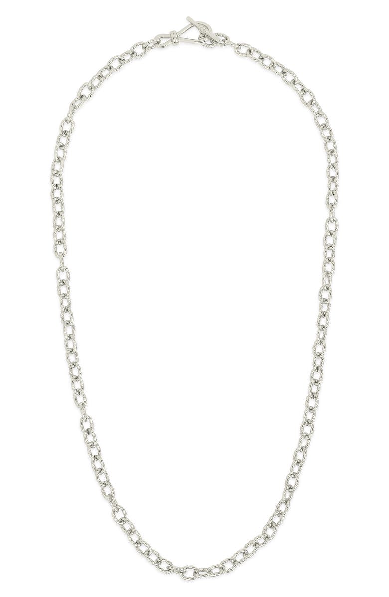 Sterling Forever Scottie Textured Chain Toggle Necklace, Alternate, color, Silver