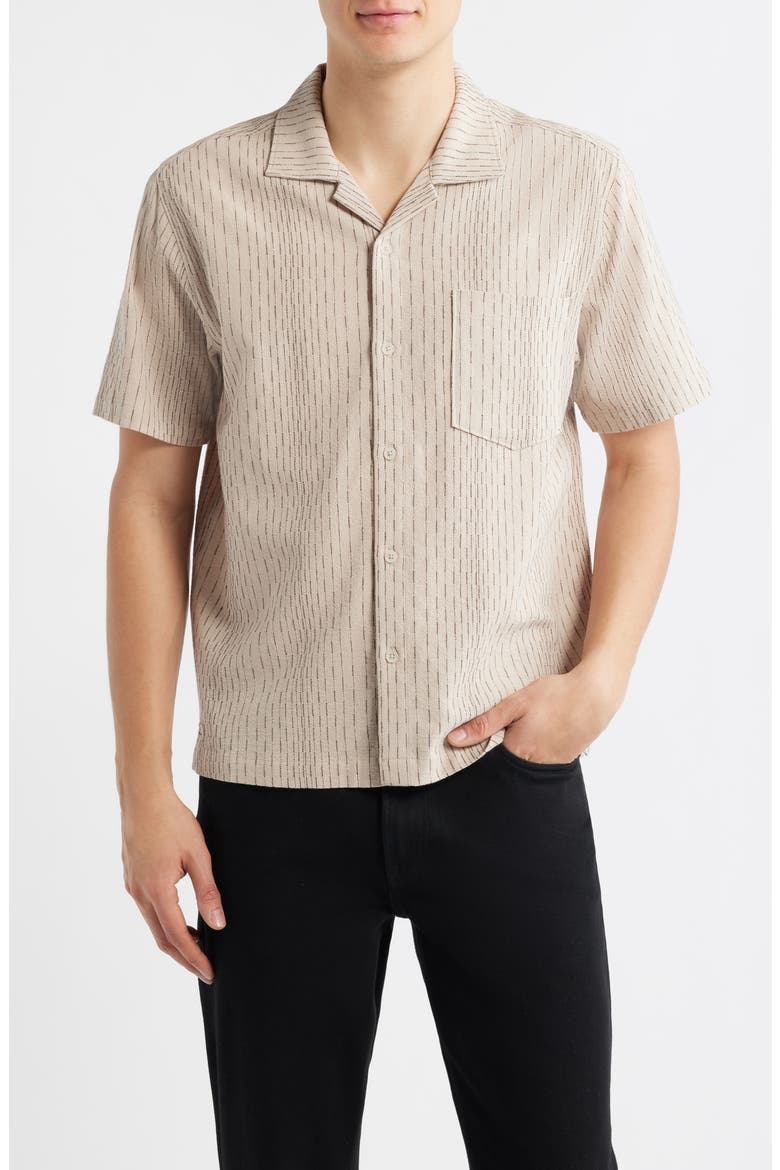 Leland Stripe Camp Shirt, Main, color, ECRU