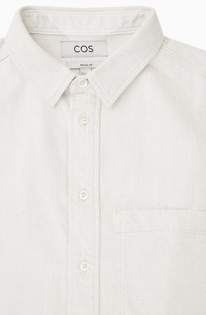 COS Organic Cotton & Linen Denim Button-Up Shirt, Alternate, color, White Dusty Light