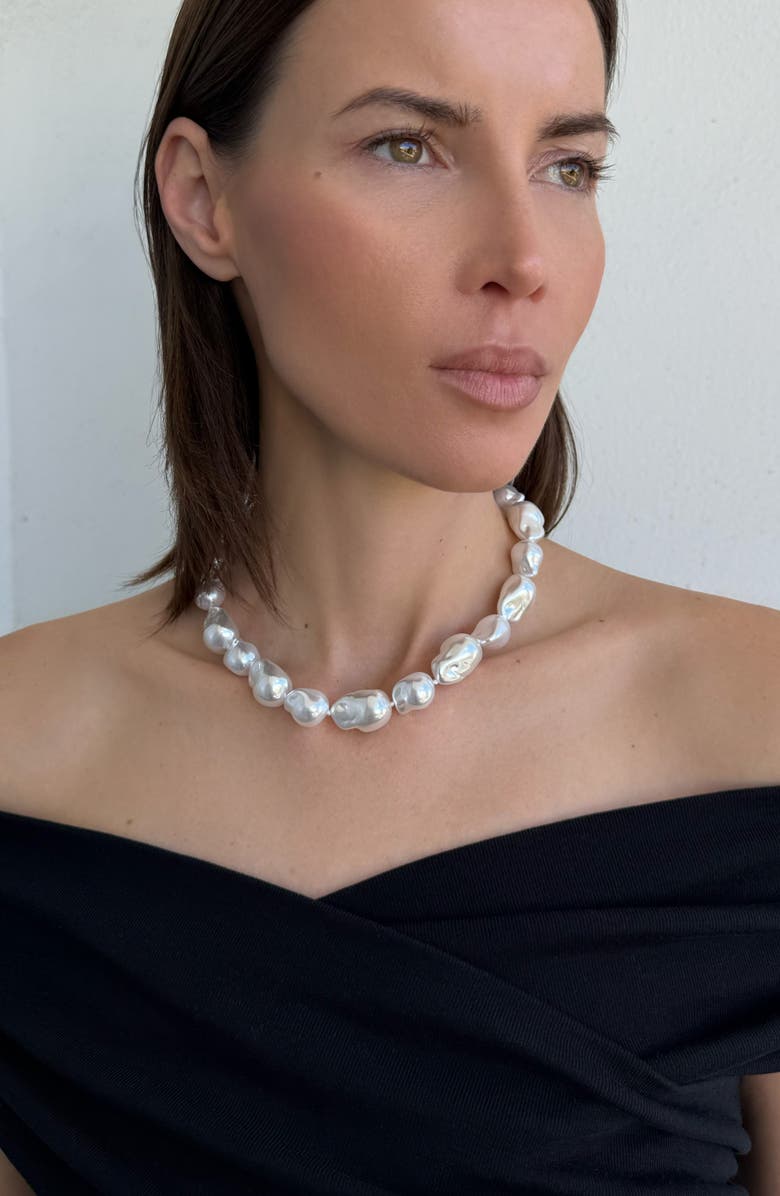 Adornia Chunky Faux Pearl Necklace, Alternate, color, White