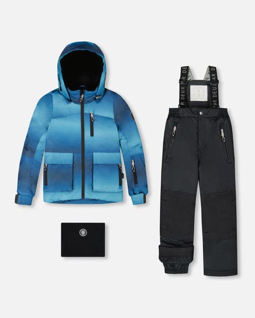 Deux Par Deux Boy Two-piece Play Snowsuit With Jacket And Solid Pant In Blue