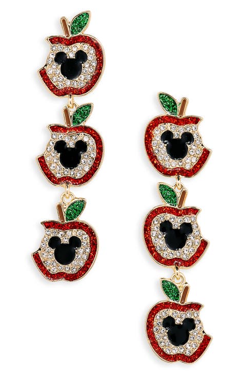 x Disney Mickey Mouse Apple Linear Drop Earrings