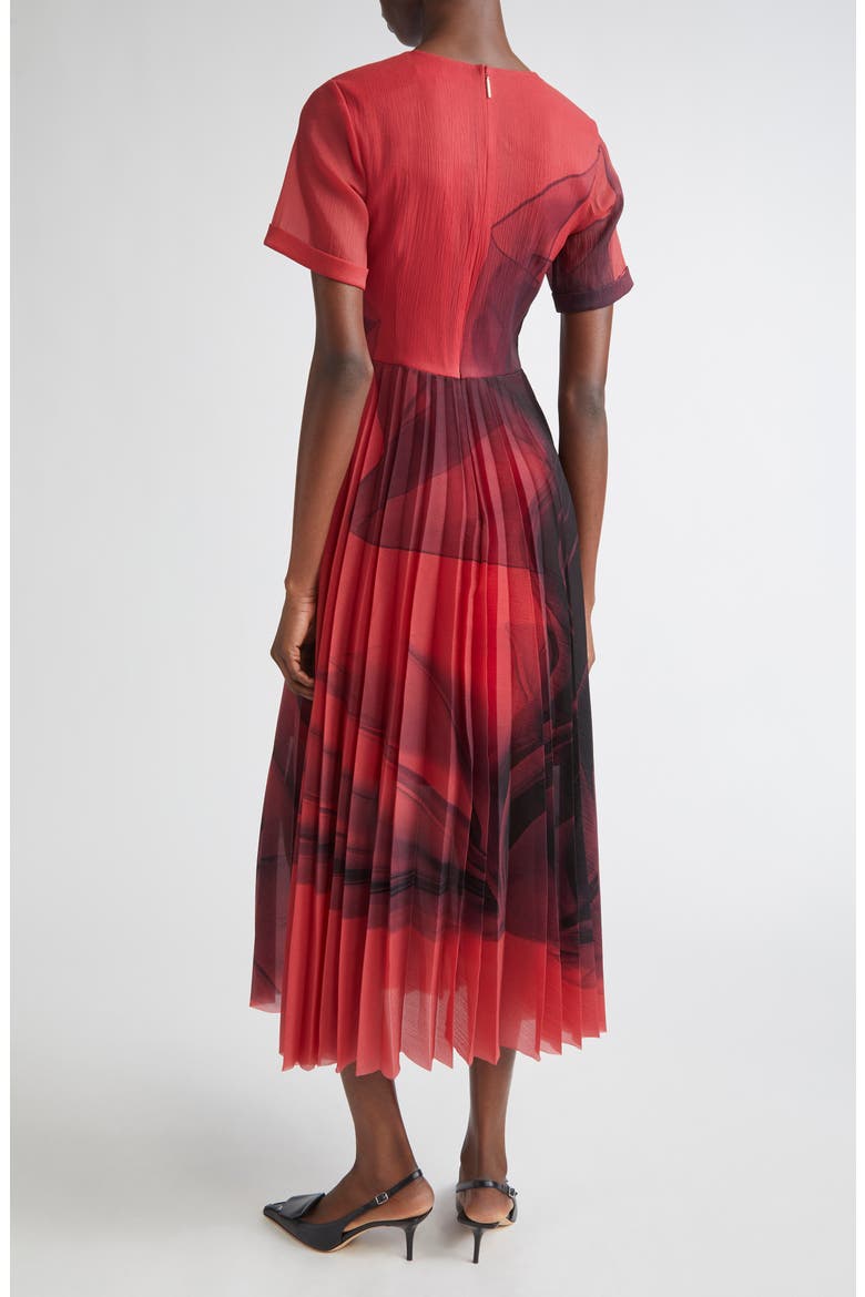Dancing Pleat Pleated Shift Dress, Alternate, color, RED/ BLACK MULTI
