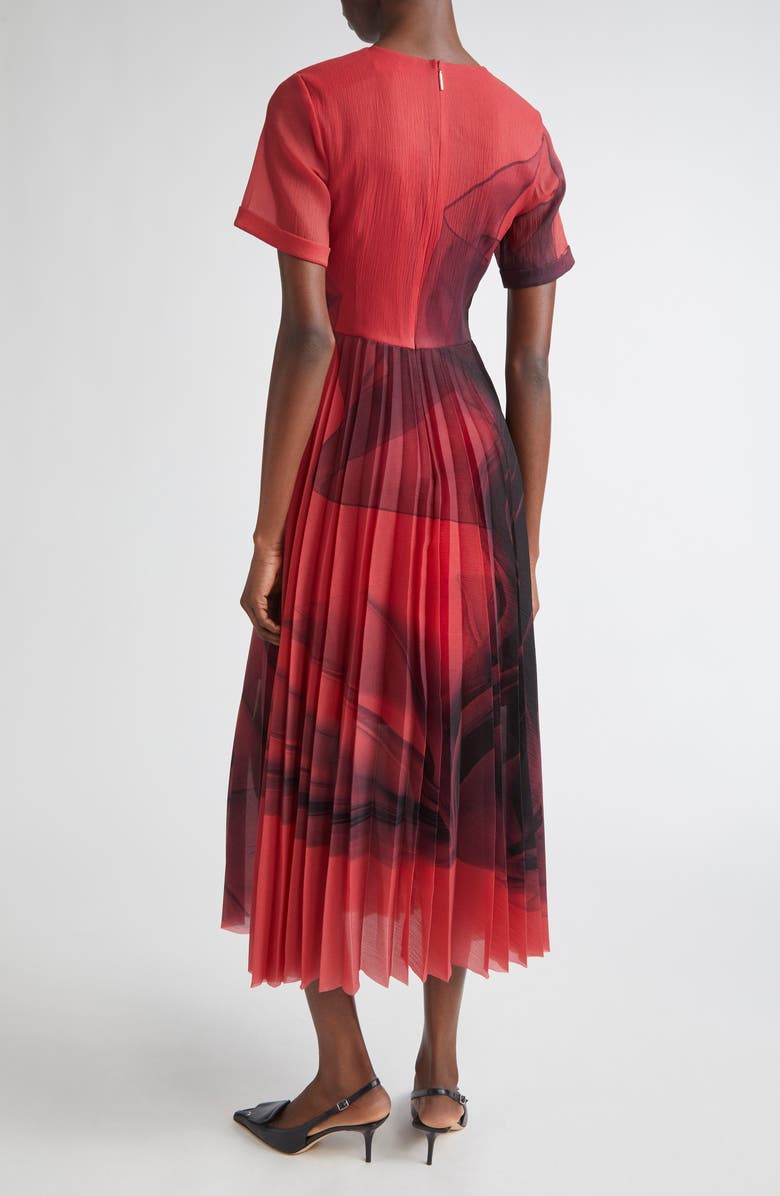 Jason Wu Collection Dancing Pleat Pleated Shift Dress, Alternate, color, Red/ Black Multi