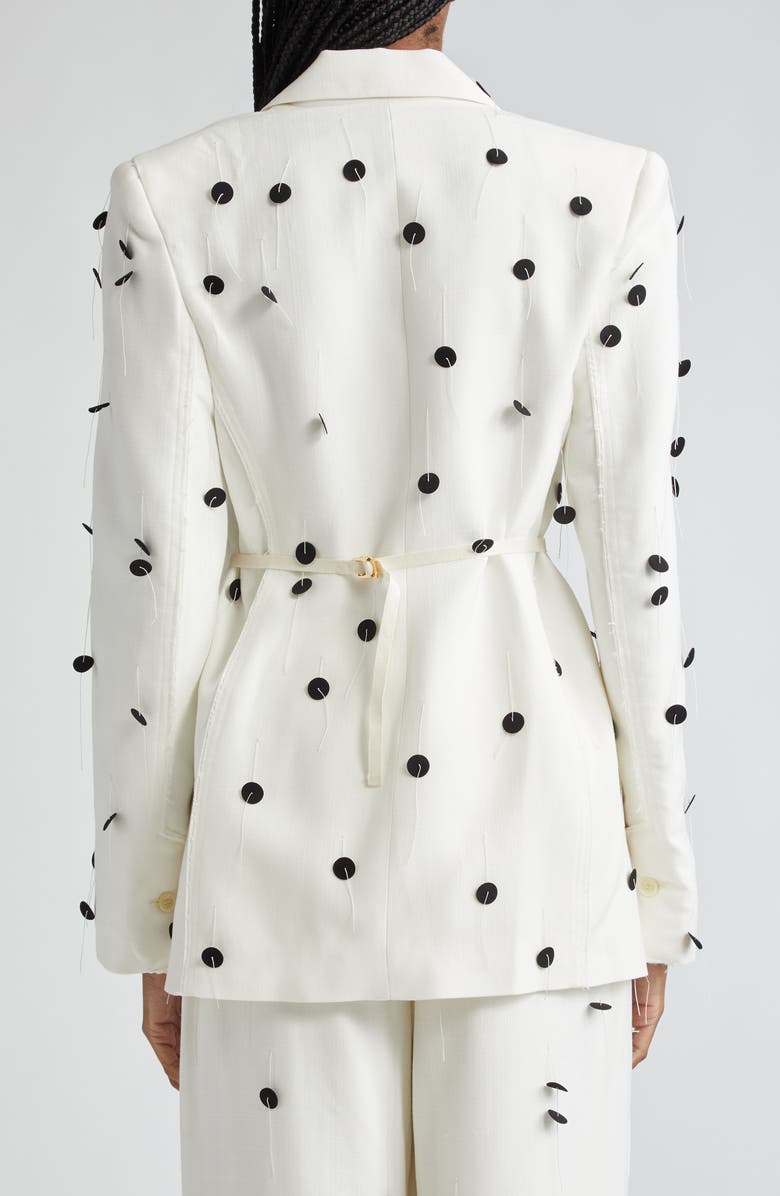 Jacquemus Le Veste Caraco Embroidered Polka Dot Belted Single Breasted Blazer, Alternate, color, 