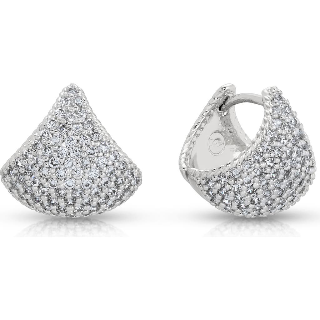 Ettika Pave Encrusted Huggies Hoops Earrings In Silver