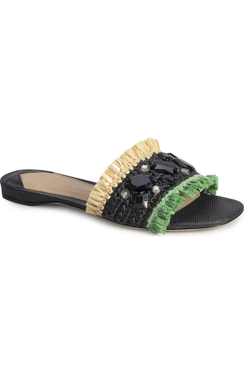 Kate Spade New York bora bora crystal slide sandal, Main, color, Black/ Natural/ Mint