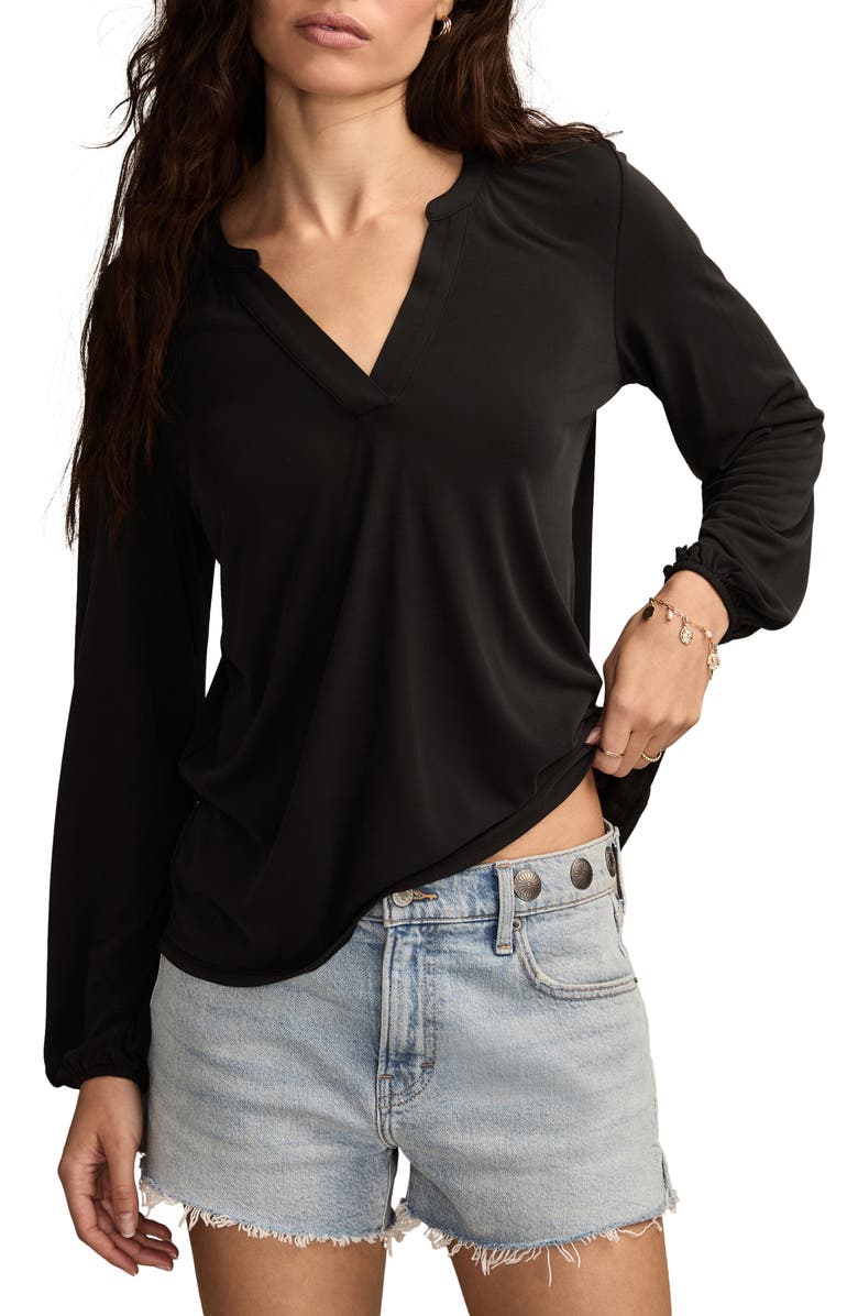 Lucky Brand Sandwash V-Neck Top, Main, color, 