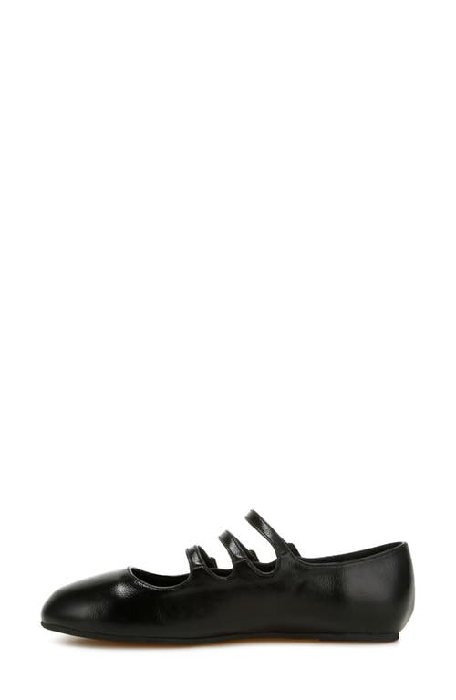 Rag & Co Macarina Triple Strap Mary Jane Flat In Black