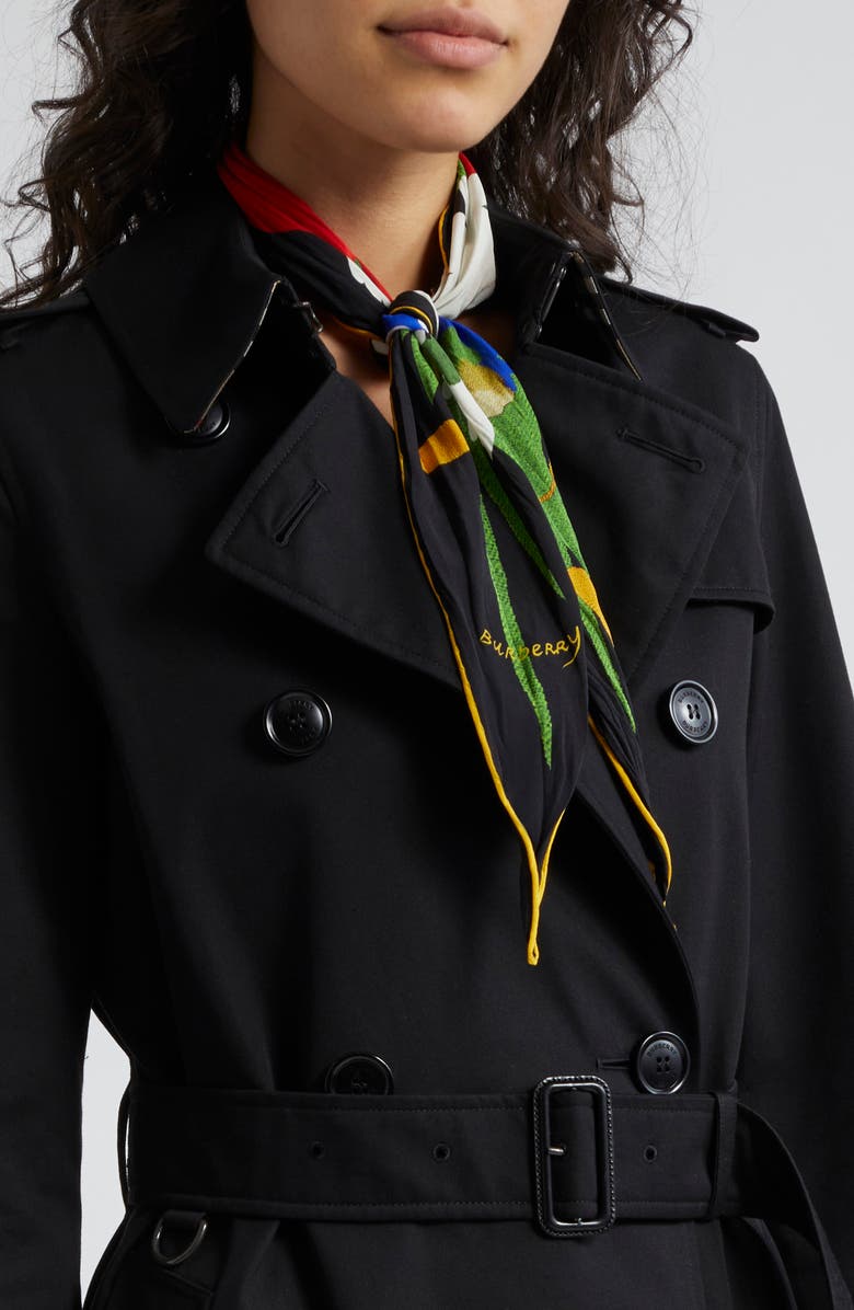 Burberry Floral Print Silk Diamond Scarf, Alternate, color, 