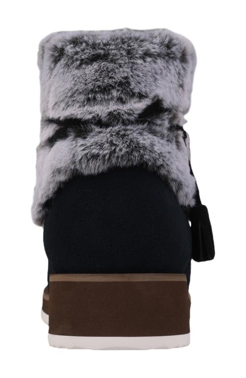 Mykos Suede Faux Fur Cuff Boot In Blue