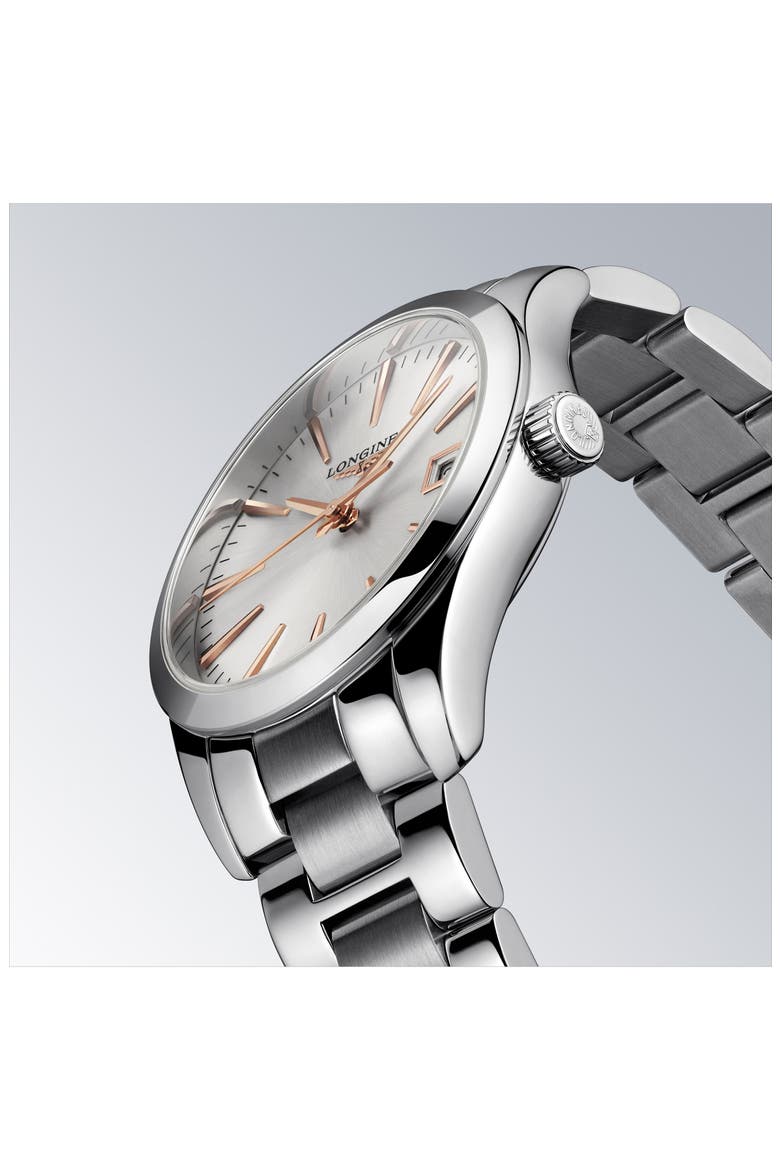 Conquest Classic Bracelet Watch, 34mm, Alternate, color, SILVER