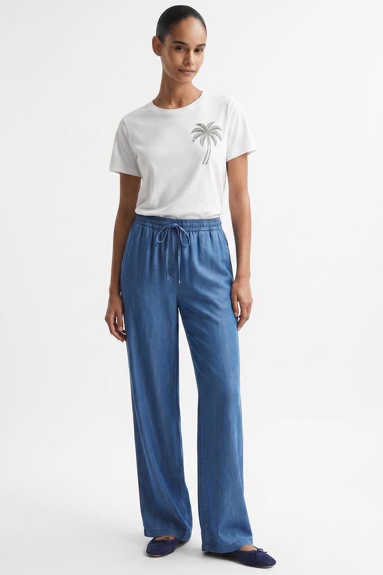 Duncan Straight Leg Lace Up Waist  Denim Pants, Alternate, color, Blue