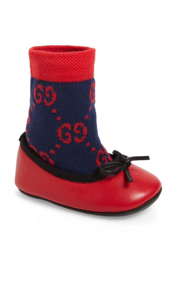 Gucci Felicie Logo Sock Ballet Flat, Main, color,