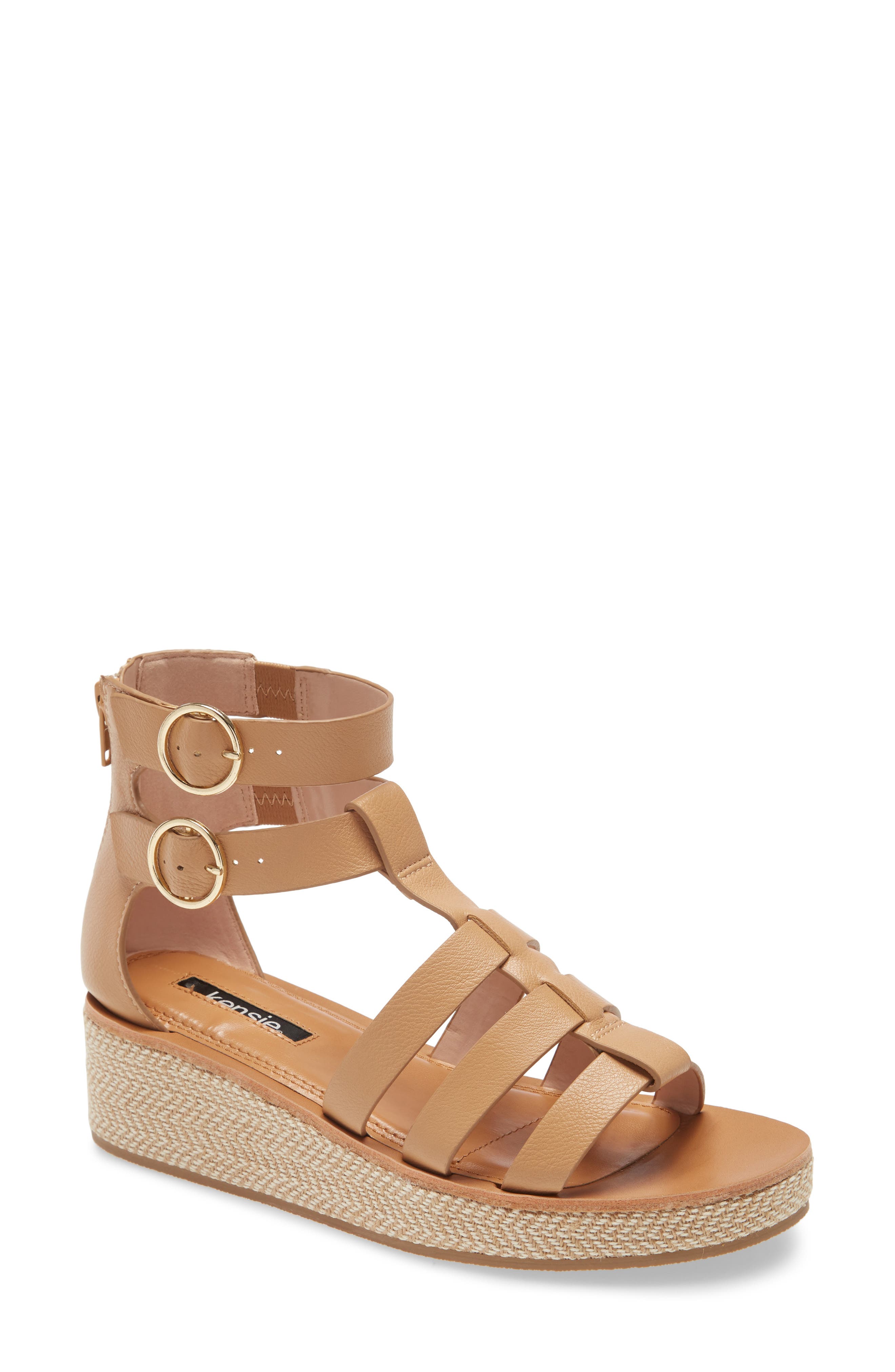 Weldon Wedge Sandal, Main, color, NUDE FABRIC