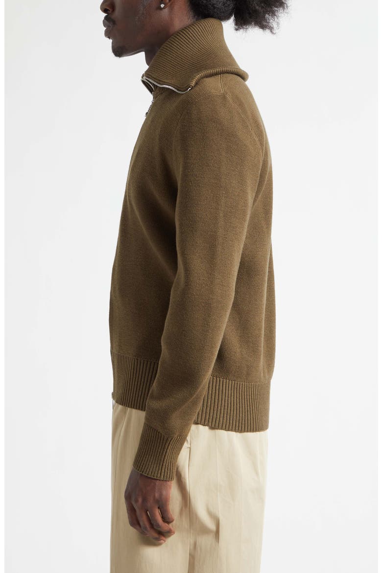 Wool & Cotton Double Knit Zip Cardigan, Alternate, color, 2637 DARK MOSS