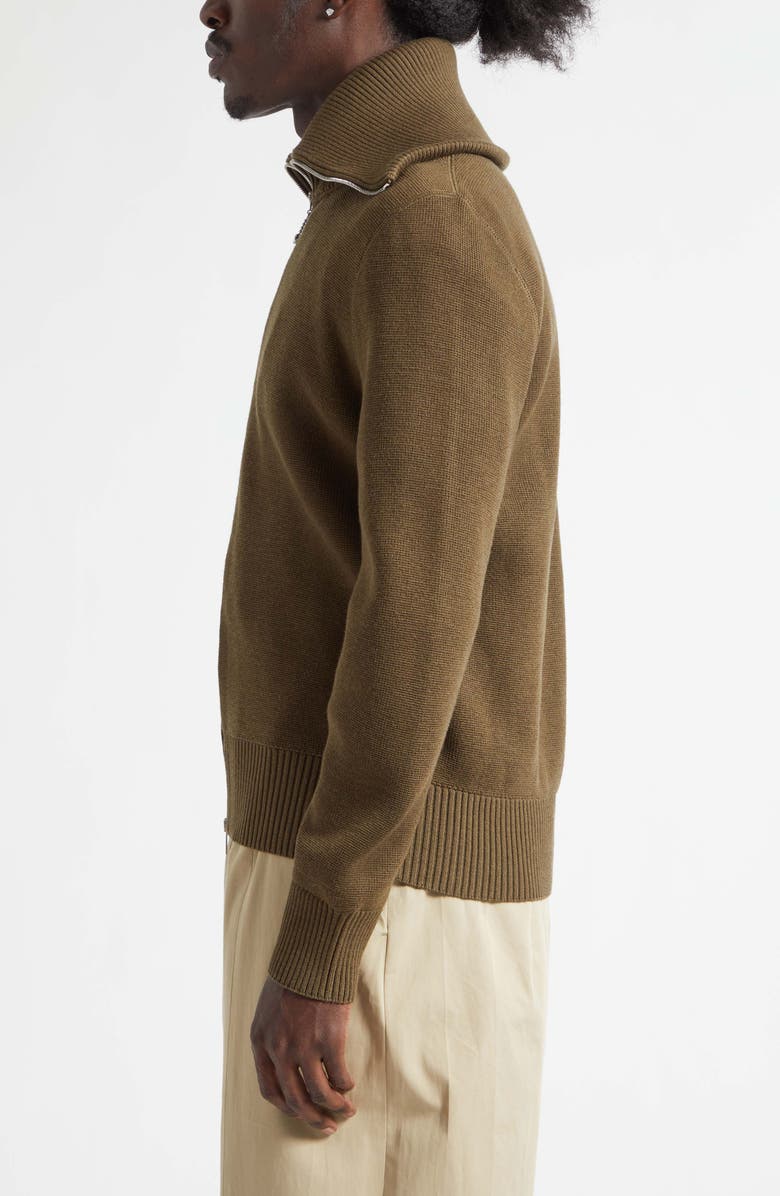 Bottega Veneta Wool & Cotton Double Knit Zip Cardigan, Alternate, color, 2637 Dark Moss