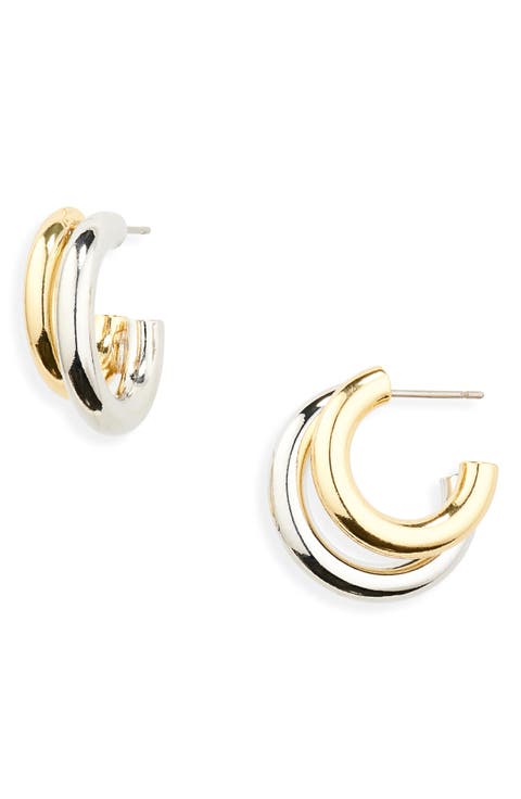 Two-Tone Double Hoop Earrings