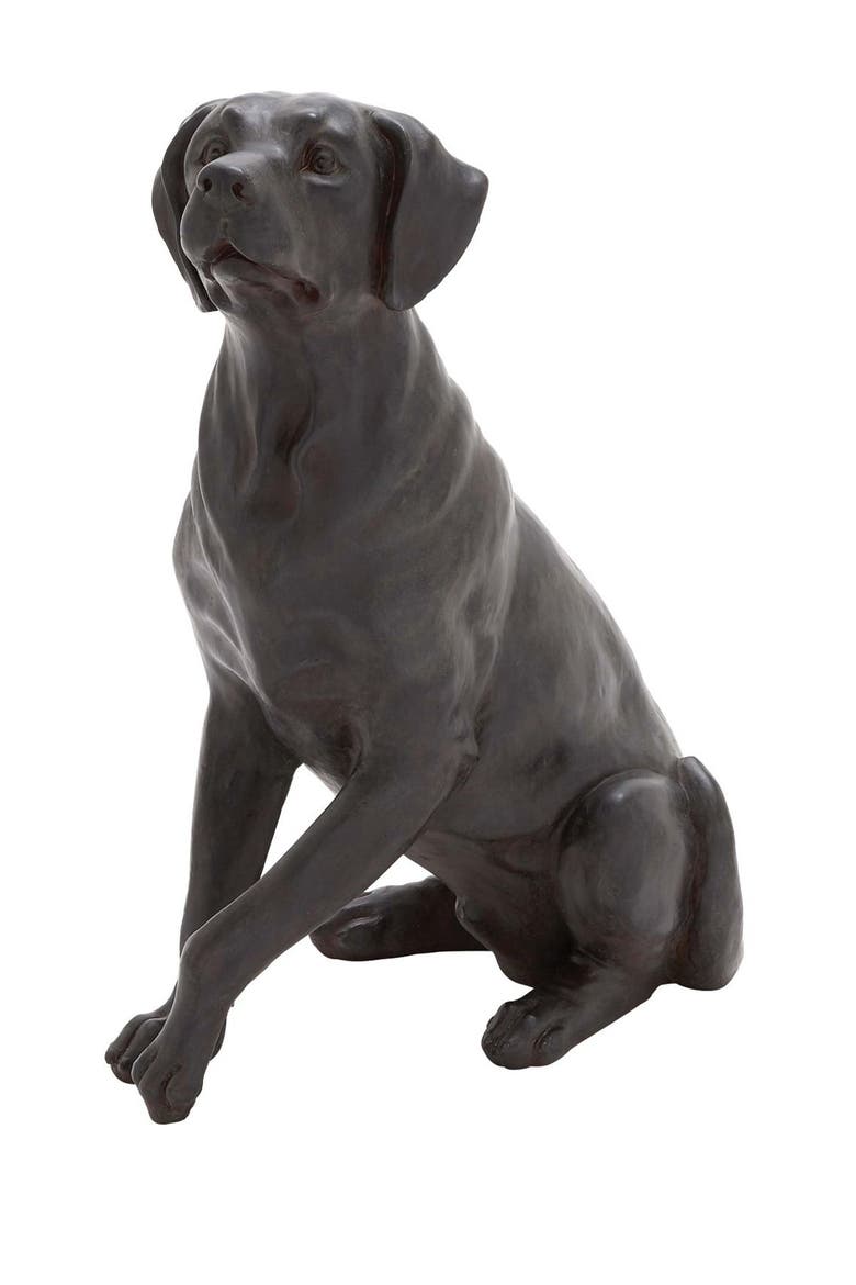 Brown Polystone Traditional Dog Sculpture, Main, color, BROWN