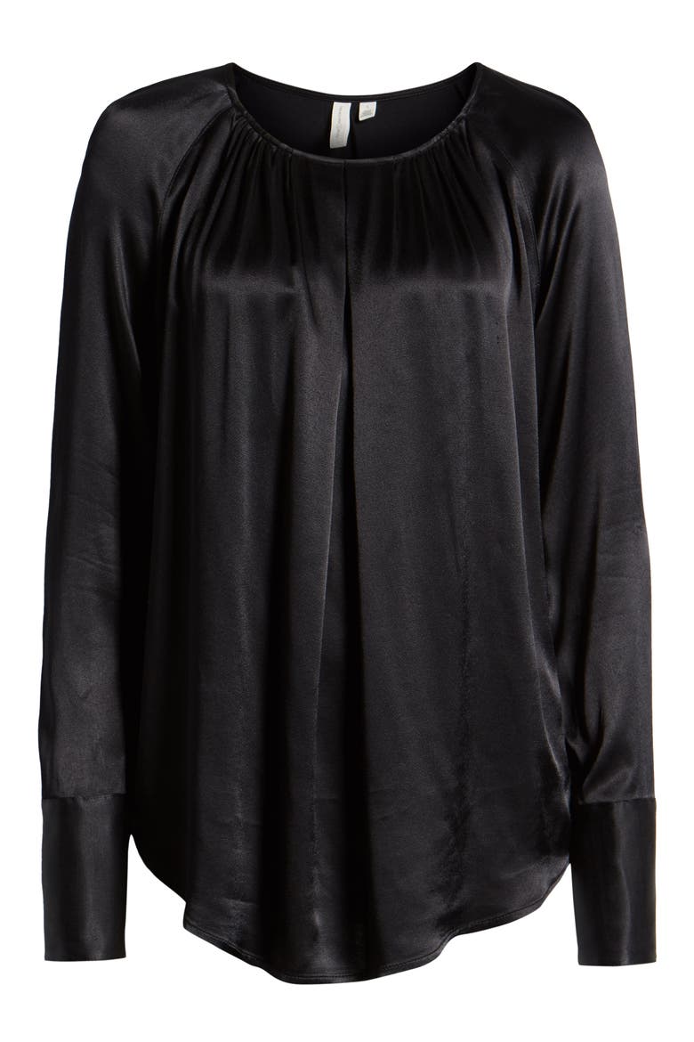Pleat Front Top, Alternate, color, BLACK