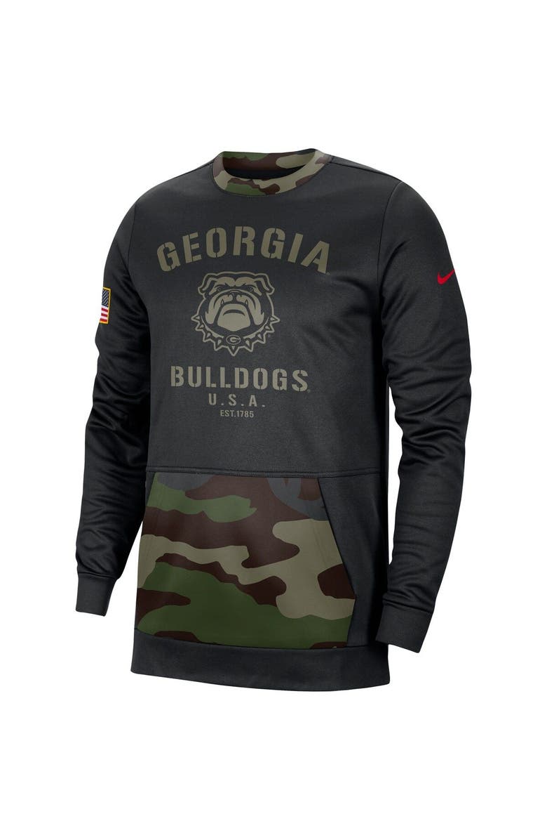 Nike Men's Nike Black/Camo Georgia Bulldogs Military Appreciation Performance Pullover Sweatshirt, Alternate, color, 