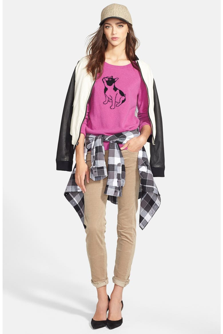 Cashmere Crewneck Sweater, Alternate, color, PURPLE DOG PATTERN