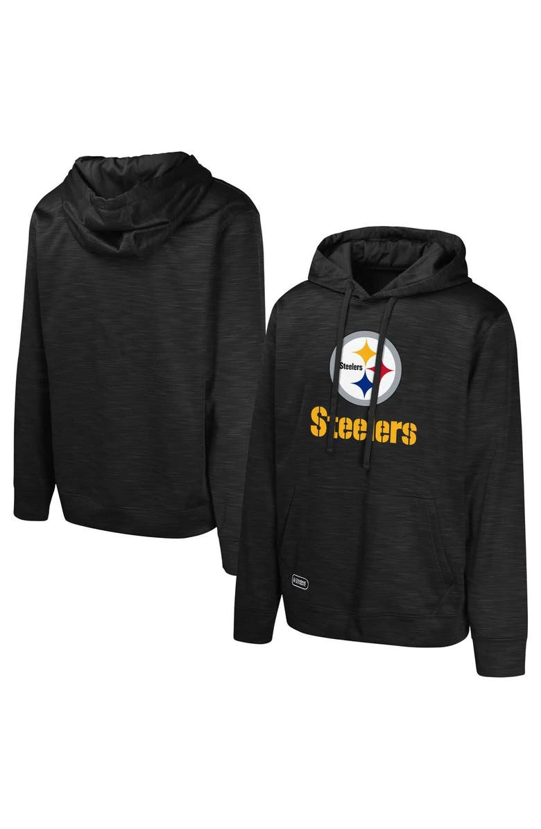 Outerstuff Men's Black Pittsburgh Steelers Streak Fleece Pullover Hoodie, Main, color, 