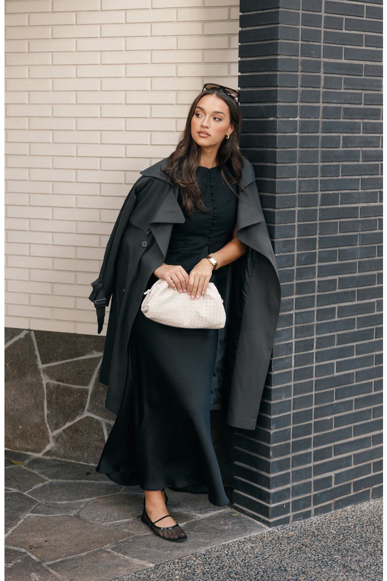 Billy Tie Waist Double Breasted Trench Coat, Alternate, color, CHARCOAL