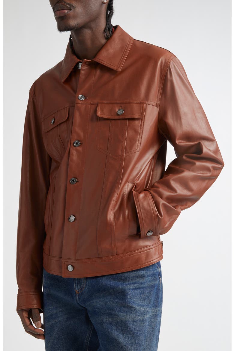 Leather Trucker Jacket, Alternate, color, A0227 RAME 2